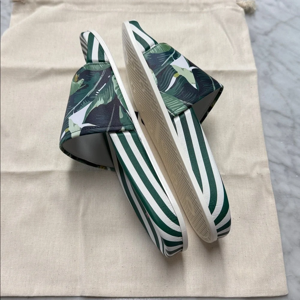 KOIO X Beverly Hills Hotel Tropical Leaf Print Slip on Pool Shoes NIB Size 38